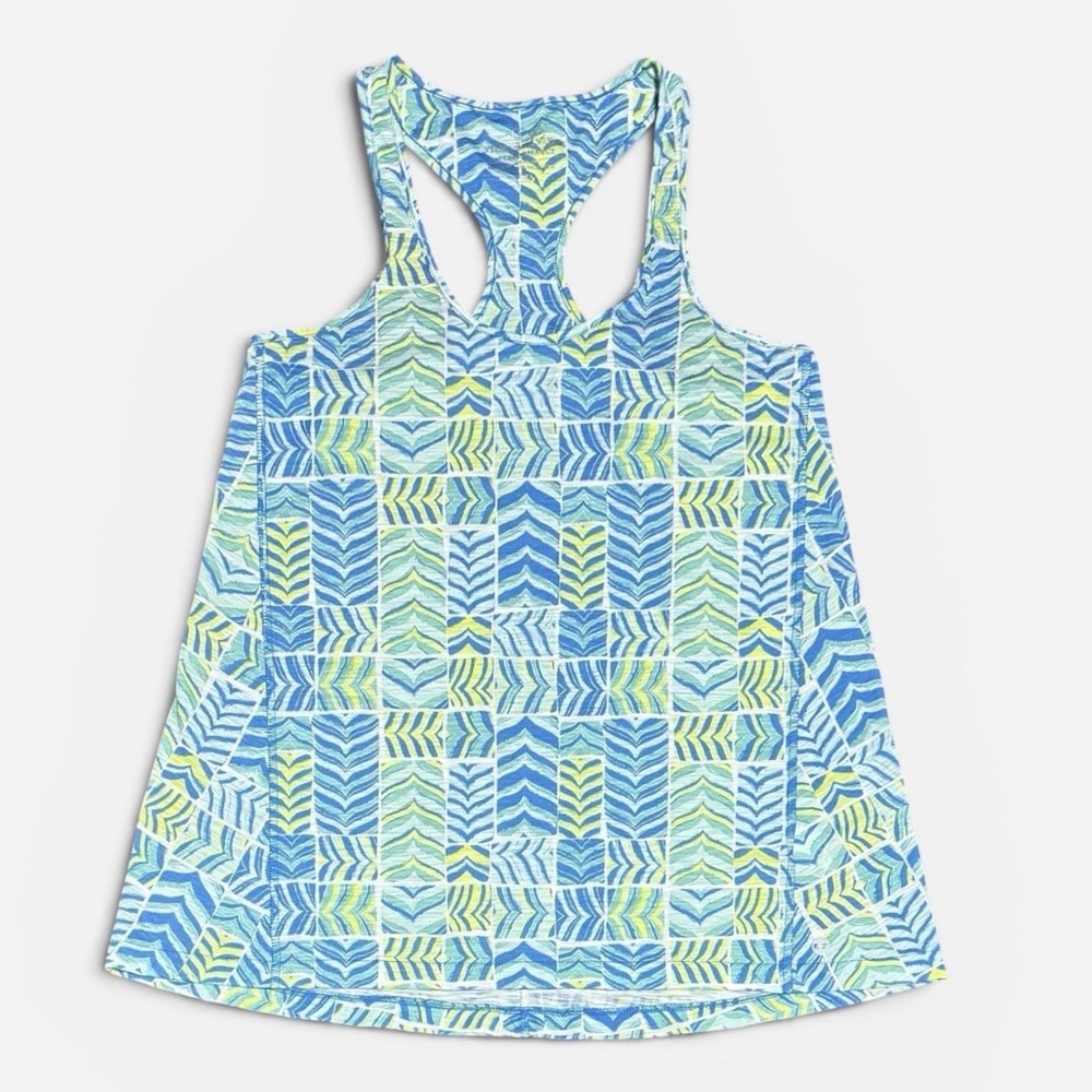Vineyard Vines Performance Tank Top Womens XXS Racerback Geometric Blue Green